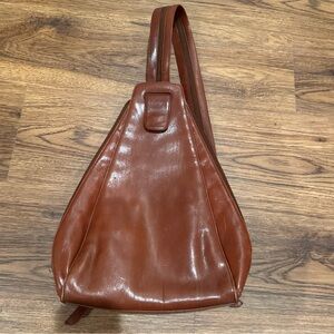 Hobo International Reddish Brown Smooth Leather Convertible Sling Backpack Bag